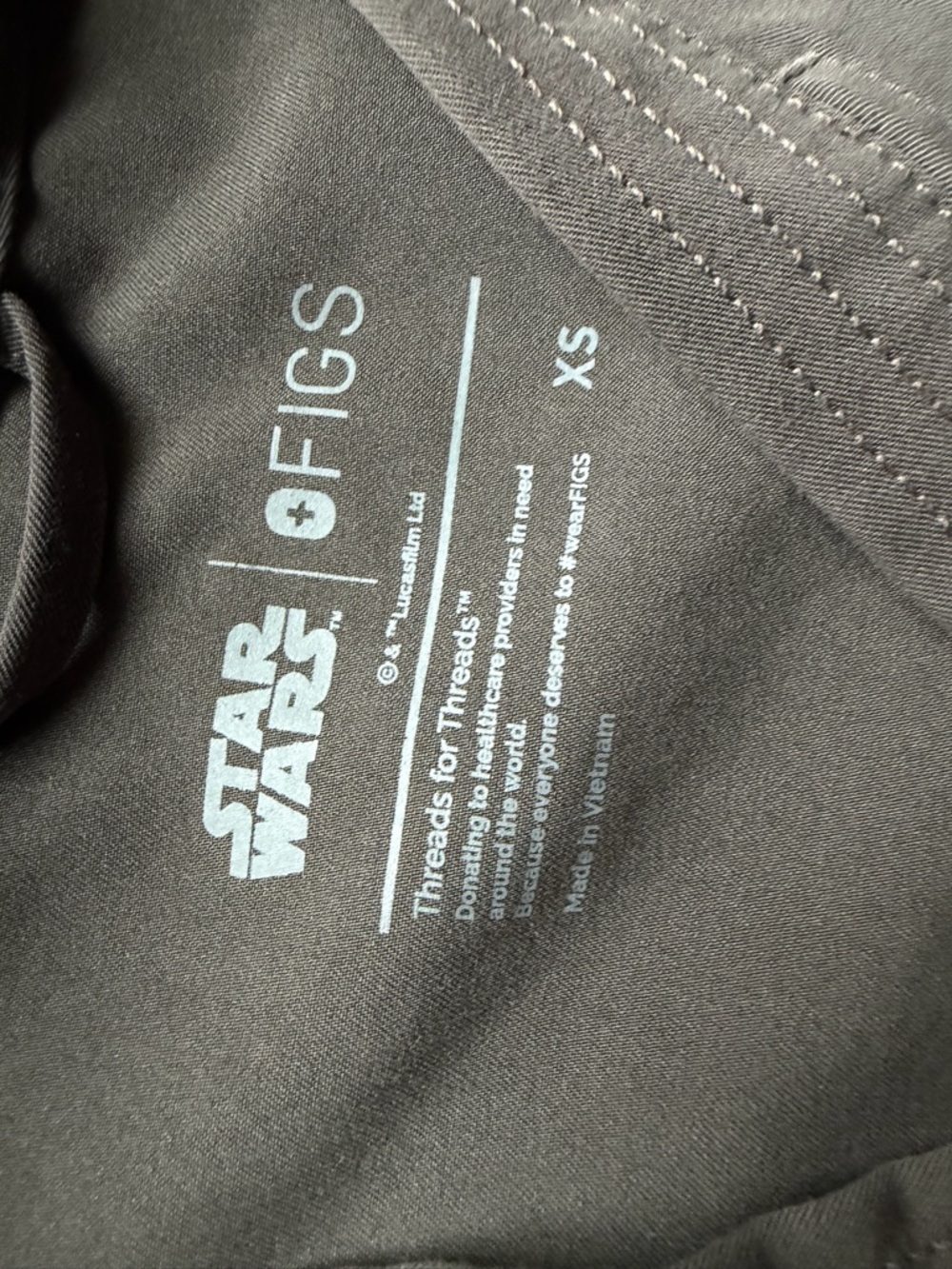 Figs Black Scrub Top with Light Blue Star Wars Print